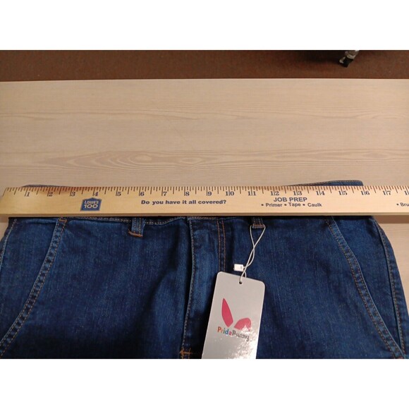 NWT Pride Bunny Jeans Size 34 Dark Wash Rainbow Roll Cuffs Vegan Stretch - Picture 5 of 6